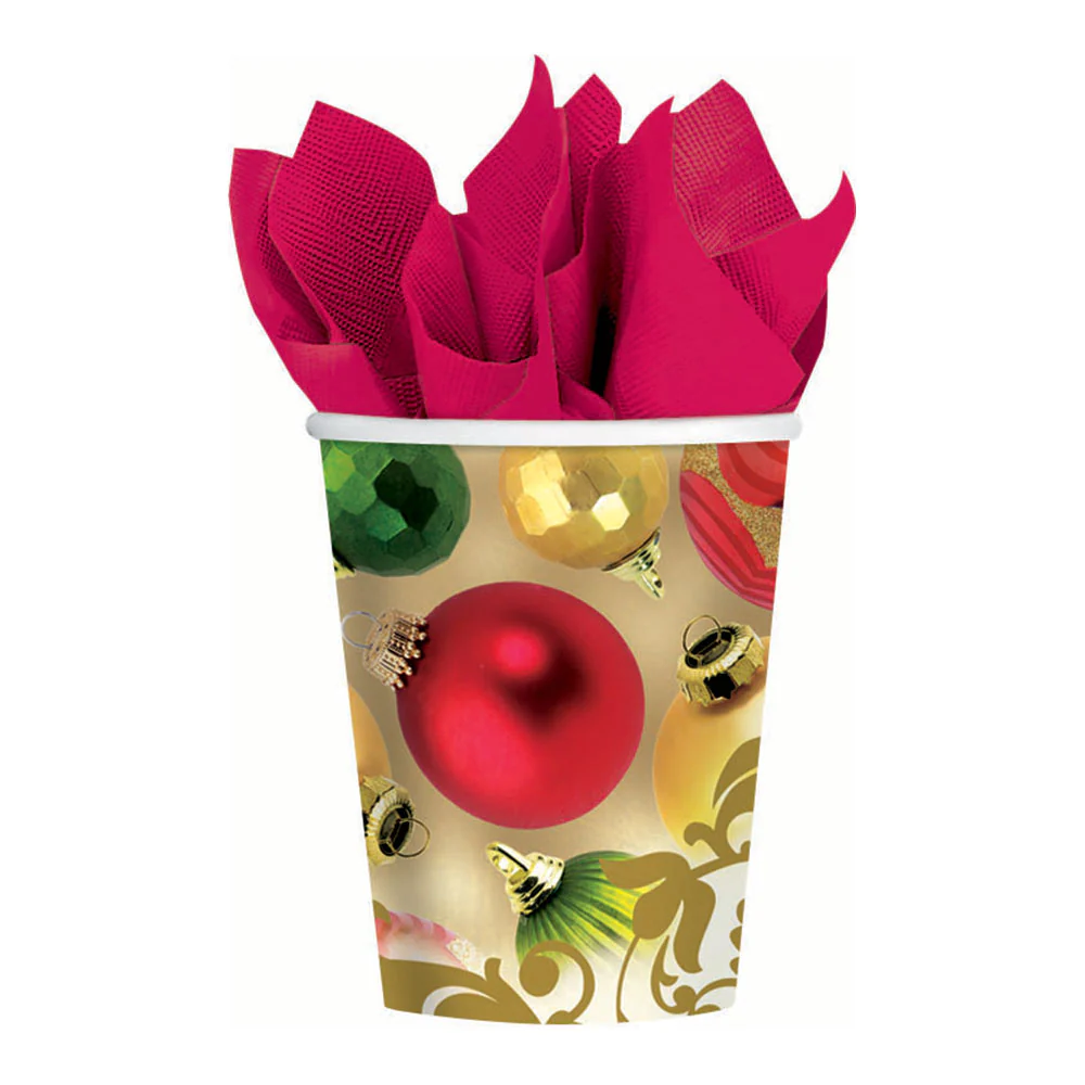 Paper Cups, 12 oz, Red Foil, 8ct
