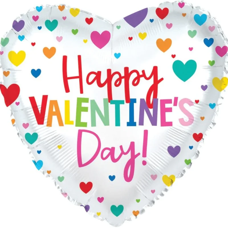 18" Happy Valentine's Day Colorful Hearts